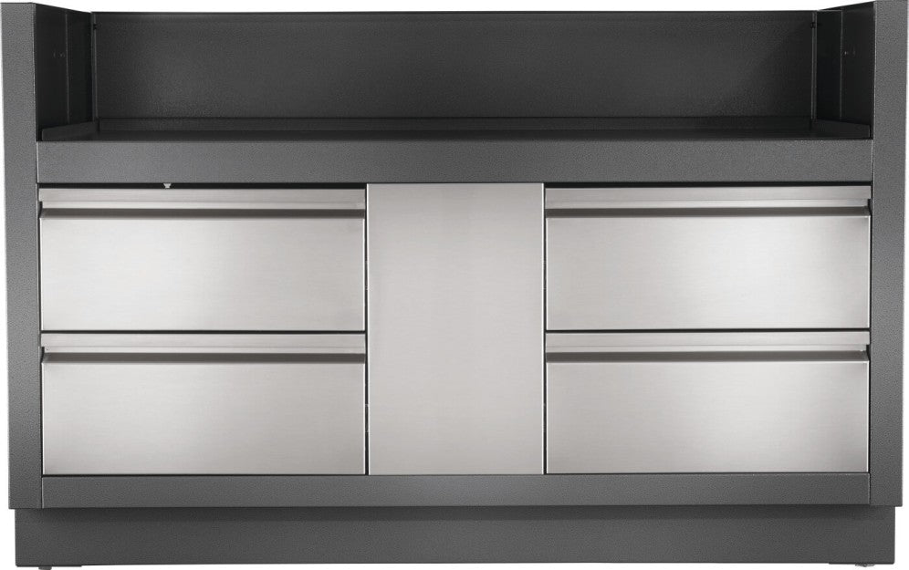 Frontal view of the Napoleon Grills Oasis™ Under Grill Cabinet featuring two drawers with stainless steel fronts.