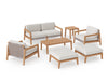 Lakeside 6 Seater Chat Set with Coffee Table and Side Table Canvas Natural in white background