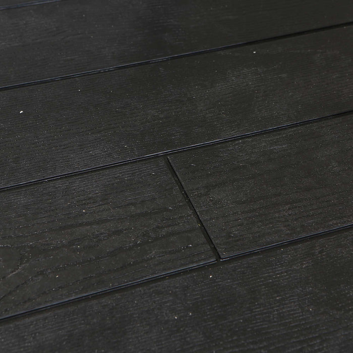 Close-up detail of the black textured floor of the Lifetime 7 x 7 ft Outdoor Storage Shed.