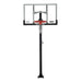 Front view of Lifetime Adjustable Bolt Down Basketball Hoop with 60-inch tempered glass backboard.