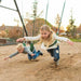 Action shot of children swinging on the Lifetime Adventure Clubhouse Playset.