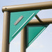 Close-up of the playset's top bar with the Lifetime logo on a triangular green panel.