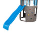 Close-up of the blue slide section of the Lifetime Adventure Tower Playset.