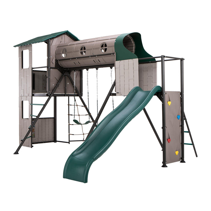 Complete setup of the Lifetime Adventure Tunnel Playset isolated on a white background.