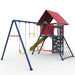 Side view of the full structure of the Lifetime Big Stuff Swing Set with swings, slide, and climbing features against a white background.