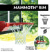Close-up of the red Mammoth regulation rim and solid steel net hooks on the Lifetime Basketball Hoop.