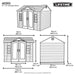 Technical drawing of the Lifetime 10 x 8 ft. Outdoor Storage Shed showing the dimensions of each side.
