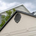 Close-up of the air vent on the side of the Lifetime 10 x 8 ft. Outdoor Storage Shed.