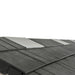 Angle view showing the detailed texture of the roof shingles on a Lifetime outdoor storage shed.