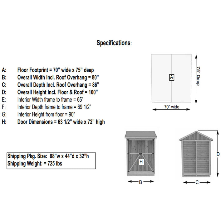 specs of Maximizer Storage Shed 6×6