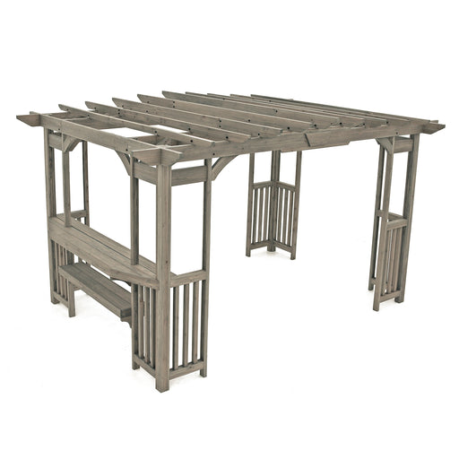 Bare wooden structure of the Yardistry Cedar 10x14 Madison Pergola.