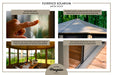 Promotional image showcasing the practical benefits of the Florence Solarium gazebo with metal roof. The image states the solarium withstands most weather conditions, offers maximum air circulation and good visibility while maintaining an intimate atmosphere, has a powder-coated aluminum structure with UV protection, and features two sliding doors that can be placed in any chosen position. The setting is outdoors with a view of the landscape through the solarium windows.