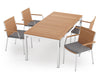 Monterey 5 Piece Dining Set with 72" Table	Stainless Steel Teak	Cast Slate	in white background