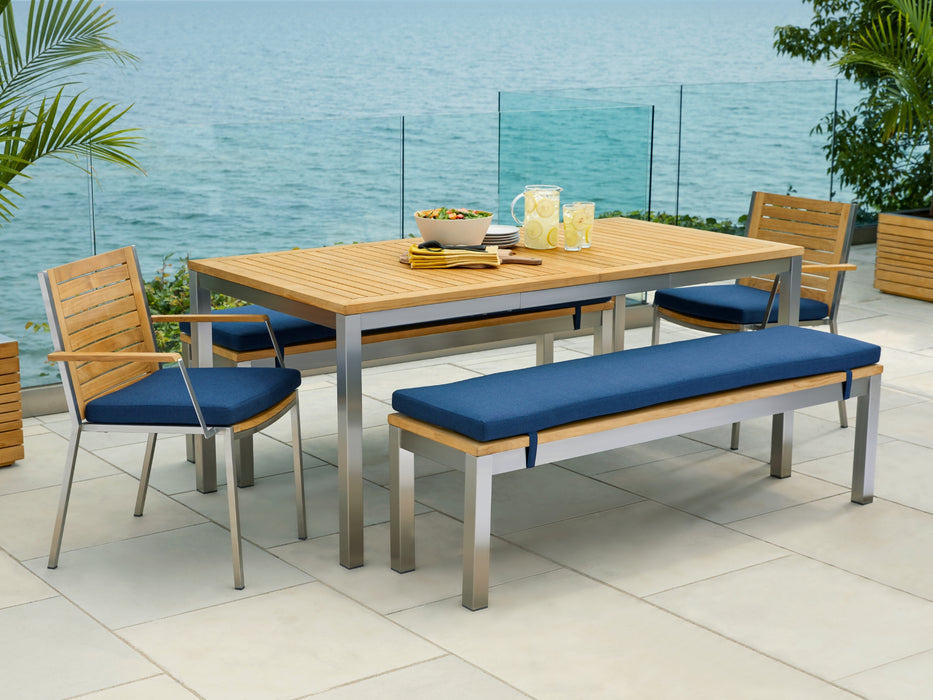 Monterey 5 Piece Dining Set with 96 in Table & Bench Seating	with beach view