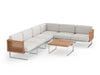 Monterey	6 Seater Sectional with Coffee Table	Stainless Steel Teak	Canvas Natural	in white background