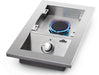 Angled view of stainless steel single range top burner with blue flame, Napoleon Grills Built-In 500 Series.