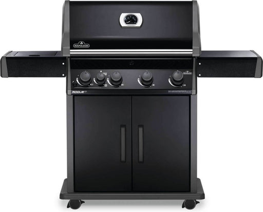 Front view of the Napoleon Grills Rogue XT 525 SIB 5-Burner Grill with a sleek black finish.