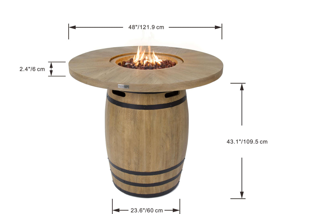 OFG225 Lafite Barrel Bar Table Dimensions