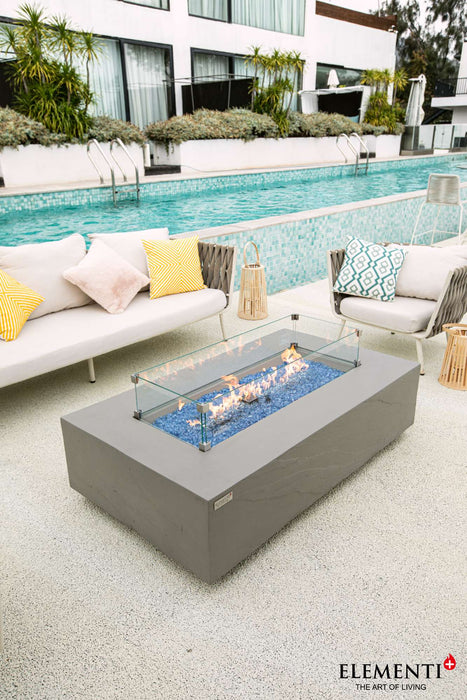 Elementi Plus Meteora Rectangular Concrete Fire Pit Table