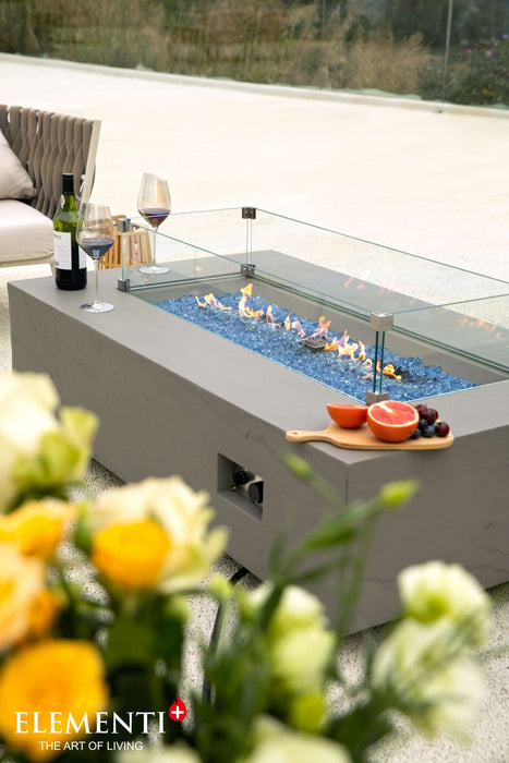 Elementi Plus Meteora Rectangular Concrete Fire Pit Table