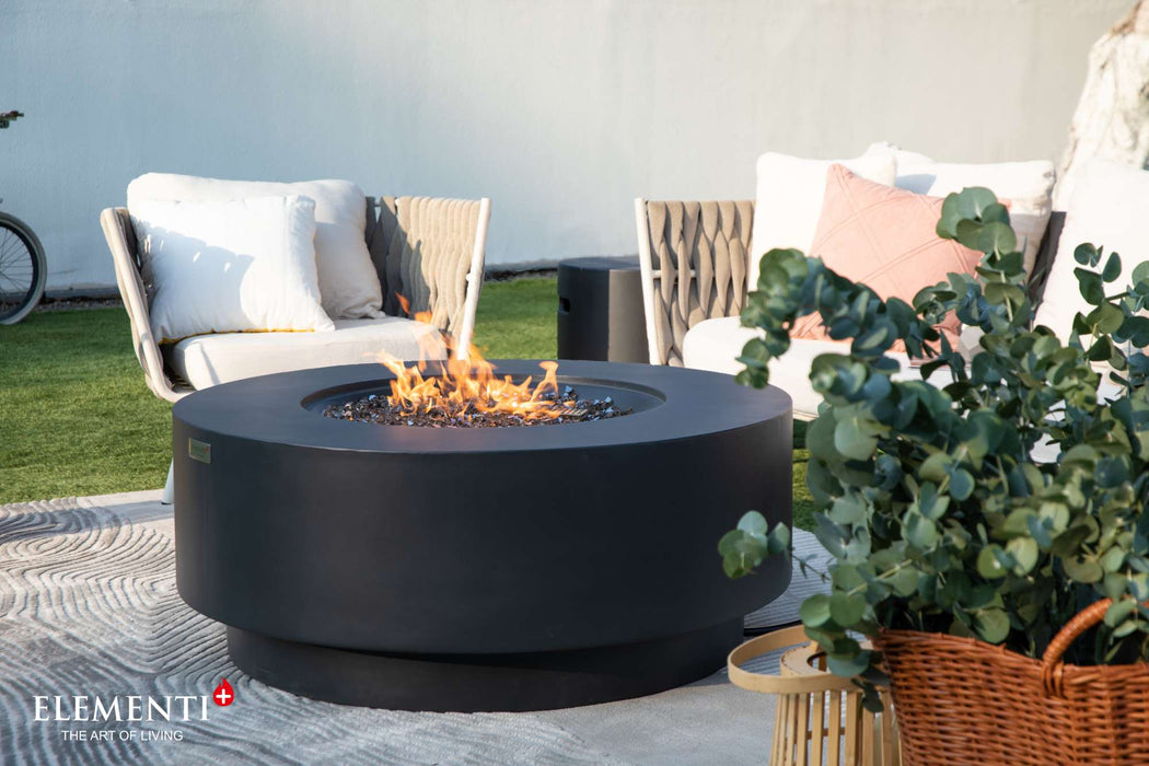 Elementi Plus Nimes Round Concrete Fire Pit Table