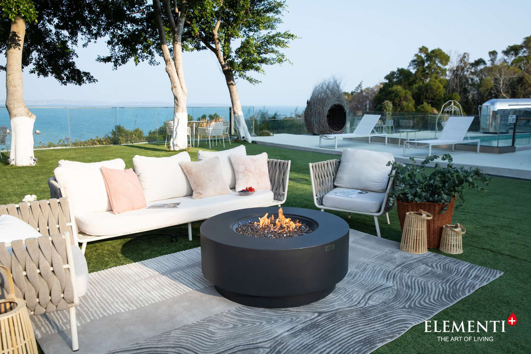 Elementi Plus Nimes Round Concrete Fire Pit Table