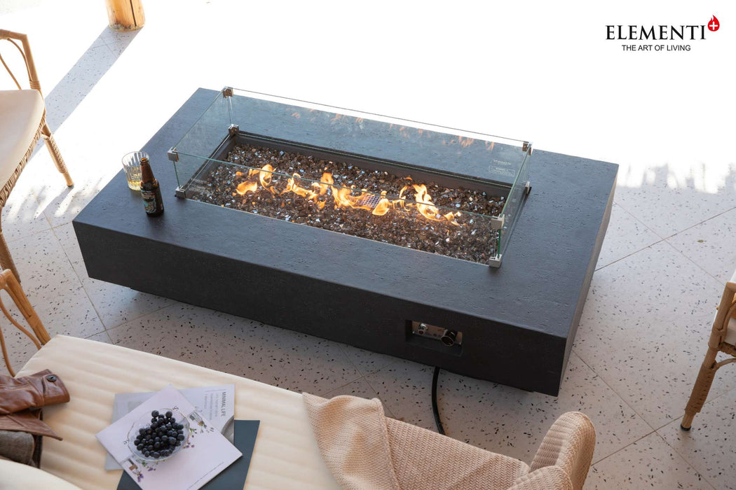 Elementi Plus Positano Rectangular Concrete Fire Pit Table