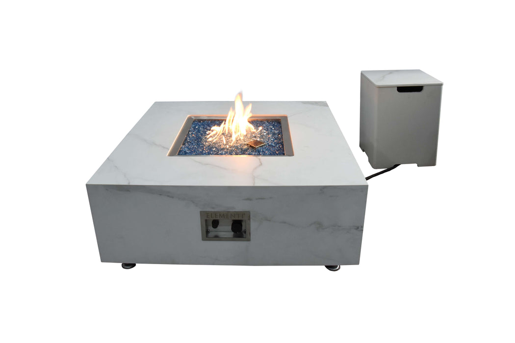 Elementi Plus Bianco White Marble Porcelain Fire Table