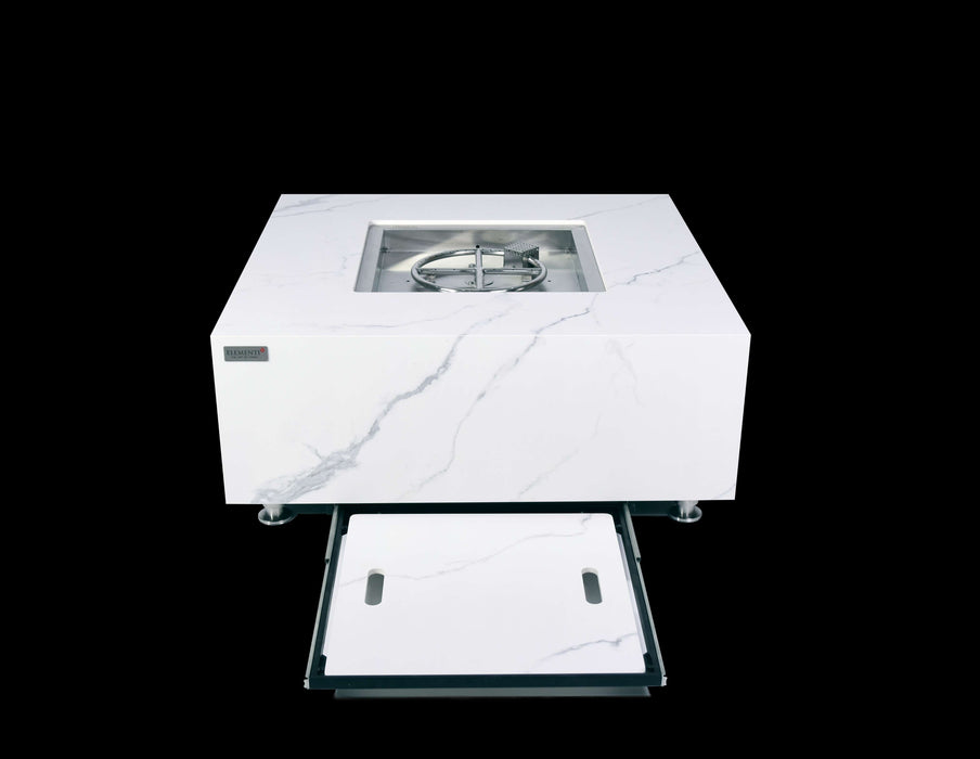 Elementi Plus Bianco White Marble Porcelain Fire Table