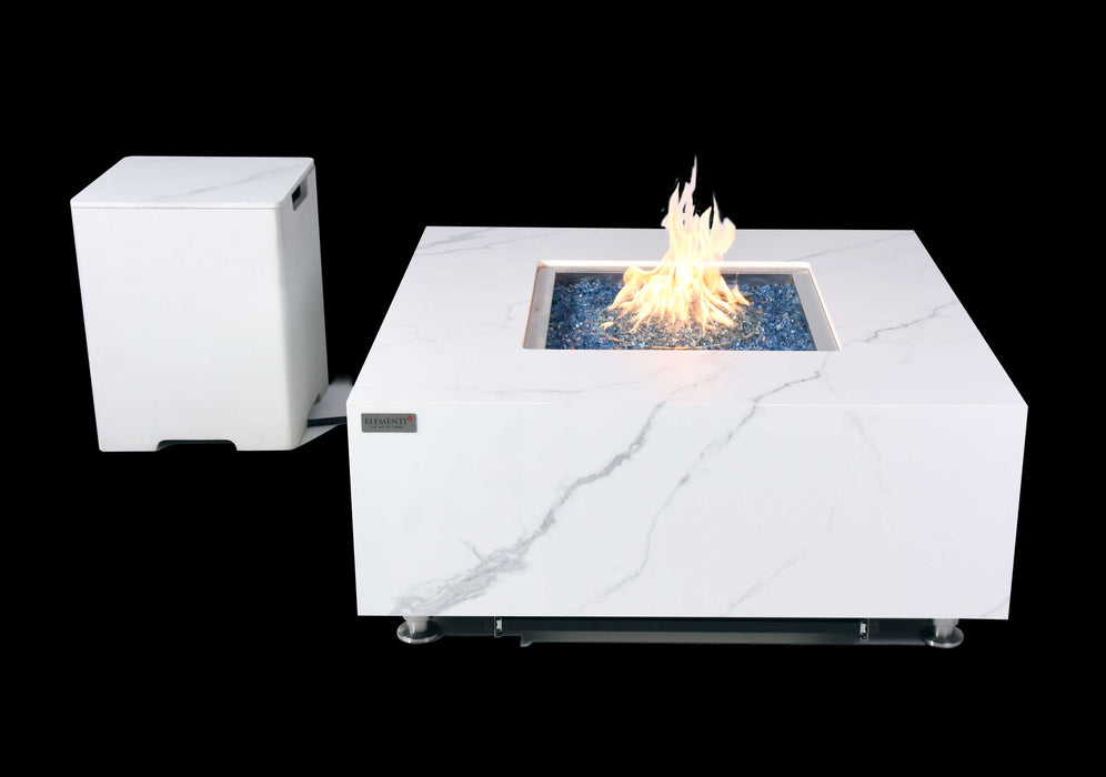 Elementi Plus Bianco White Marble Porcelain Fire Table