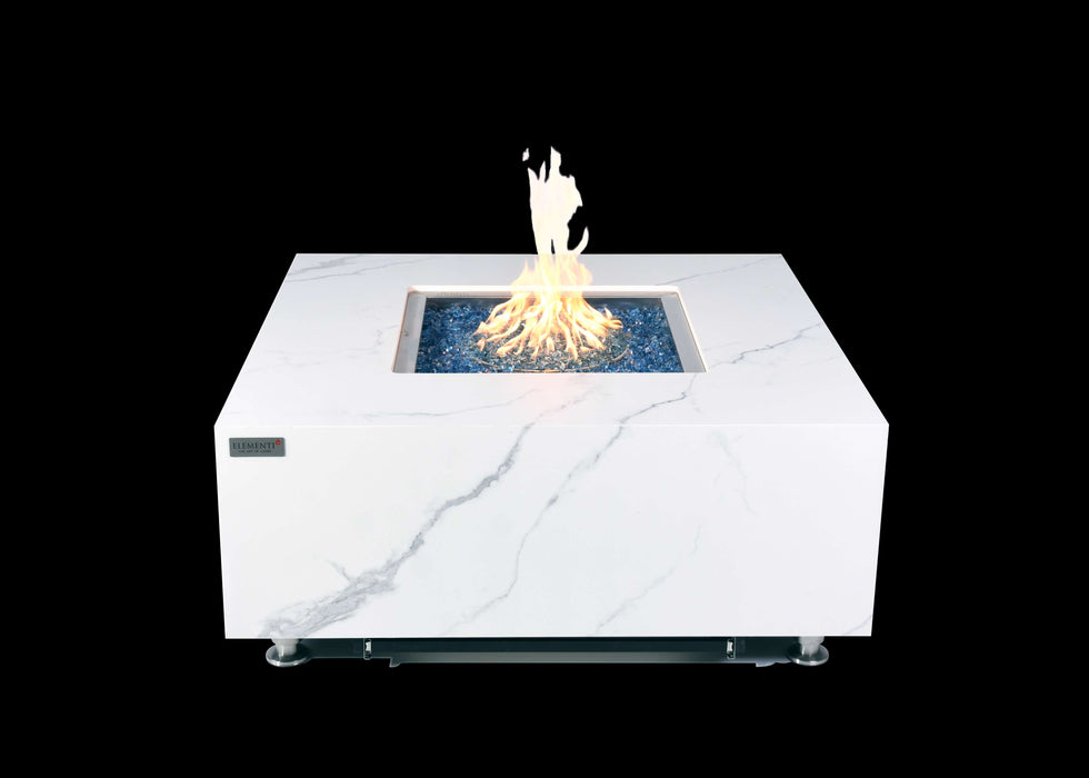 Elementi Plus Bianco White Marble Porcelain Fire Table