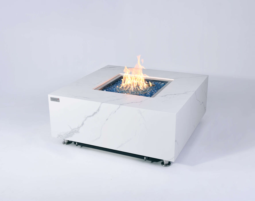 Elementi Plus Bianco White Marble Porcelain Fire Table