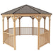 Bare wooden structure of the Yardistry 12’ Octagon Gazebo.