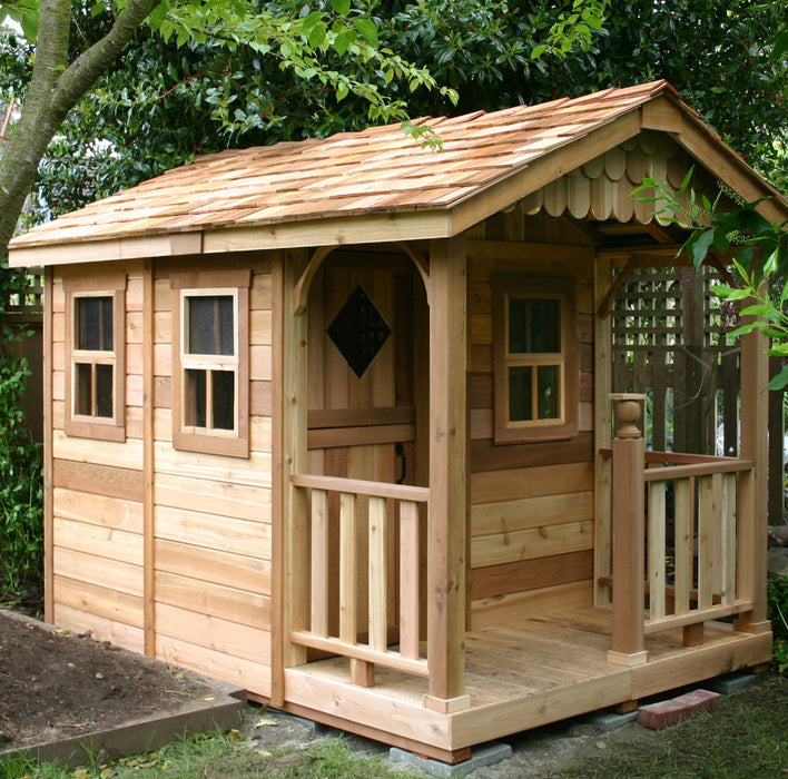 side view of 6x9 Sunflower Playhouse & Sandbox