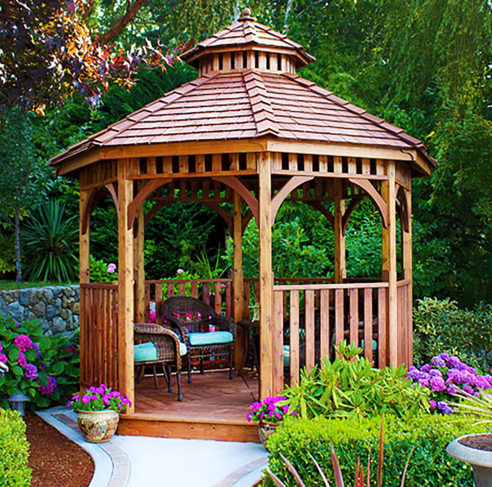 10′ Bayside Gazebo with Screen Kit in the garden