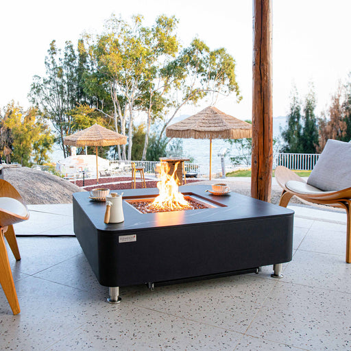 Elementi Plus Porcelain Fire Table lifestyle outdoor