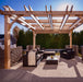 Outdoor Living Today Pergola with Retractable Canopy 12x12 on cement flooring providing shade to an outdoor lounge area