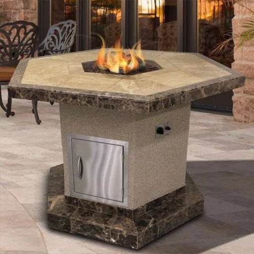 61-Inch Hexagon Fire Pit used outdoors
