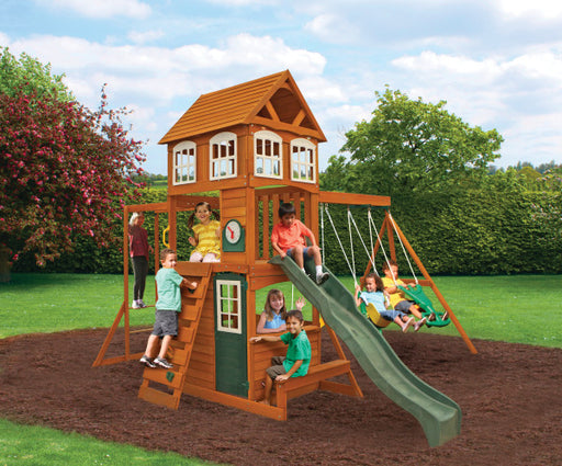 Kids on the playground with the cranbook fort set