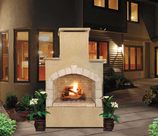 Cal Flame 48-Inch fireplace outside a house
