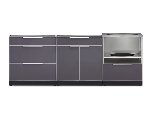 Outdoor Kitchen Aluminum Slate Gray 3-Piece Cabinet Set in white background