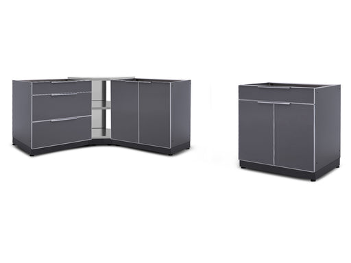 Outdoor Kitchen Aluminum Slate Gray 4-Piece Modular Cabinet Set in white background