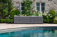 Front view of the Outdoor Kitchen Aluminum Slate Gray Cabinet Set	by the pool