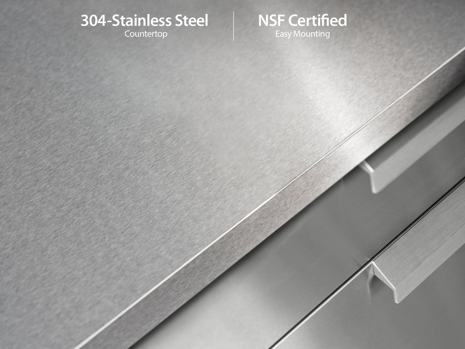 Outdoor Kitchen Stainless Steel	Cabinet featuring 304 stainless steel countertop and NSF certified
