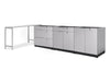 Outdoor Kitchen Stainless Steel	Cabinet Set with Prep Table in white background