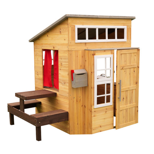 An empty modern wooden playhouse