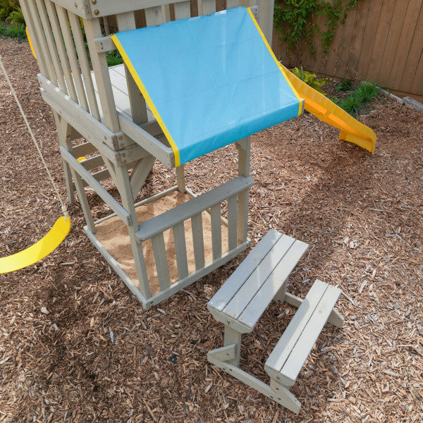 Details of the outdoor playset for kids