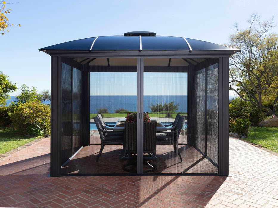 Enclosed paragon outdoor siena gazebo with dining area