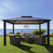 A Sol Pendant Electric Heater installed in a gazebo setting, offering a stylish heating solution for outdoor entertaining areas.