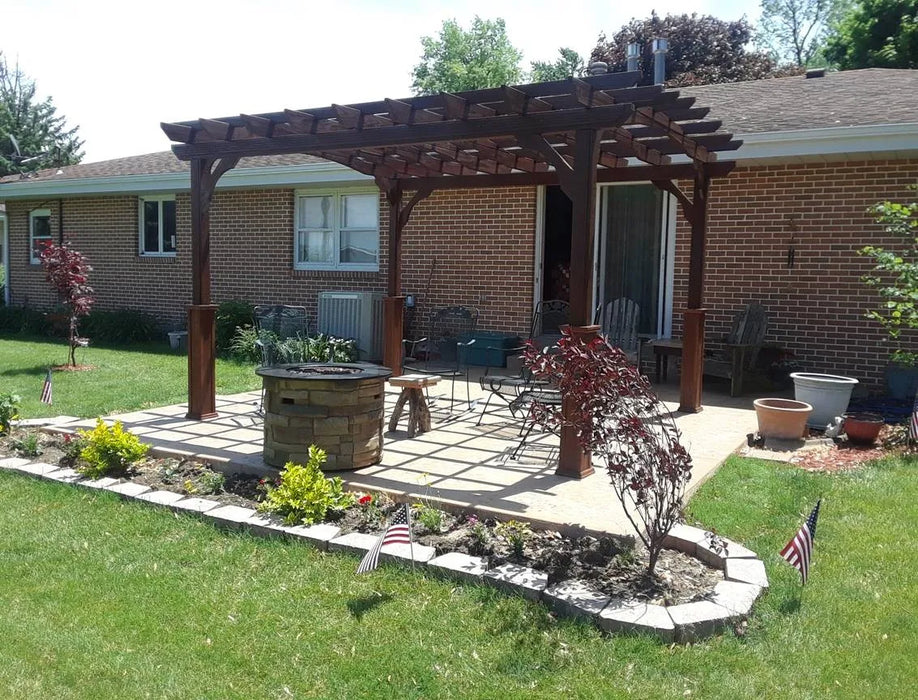 Pergola-In-A-Box - 10 x 12 beside the house with firepit & chairs